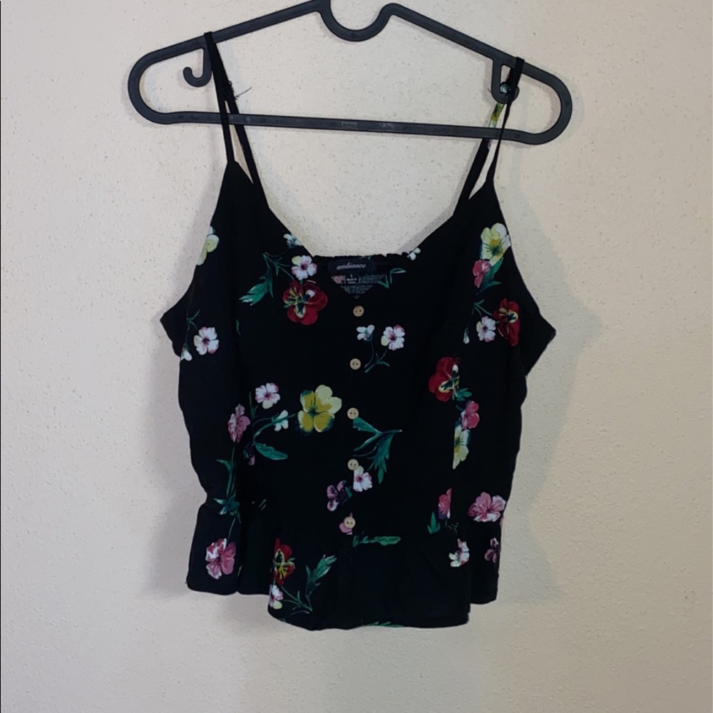 Black floral tank top
